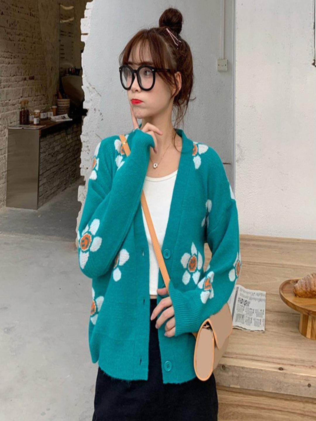 Buy DressBerry Women Floral Printed Button Up Cardigan - Sweaters