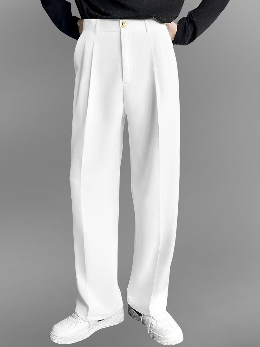 TRIBE Men Relaxed Loose Fit Mid-Rise Pleated Korean Trousers - Image 1