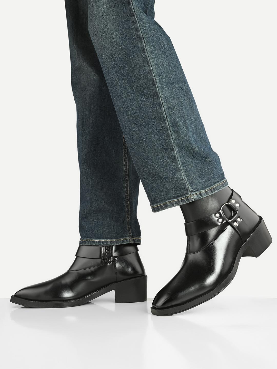 AfroJack Men Casual Block-Heeled Cowboy Boots - Image 1