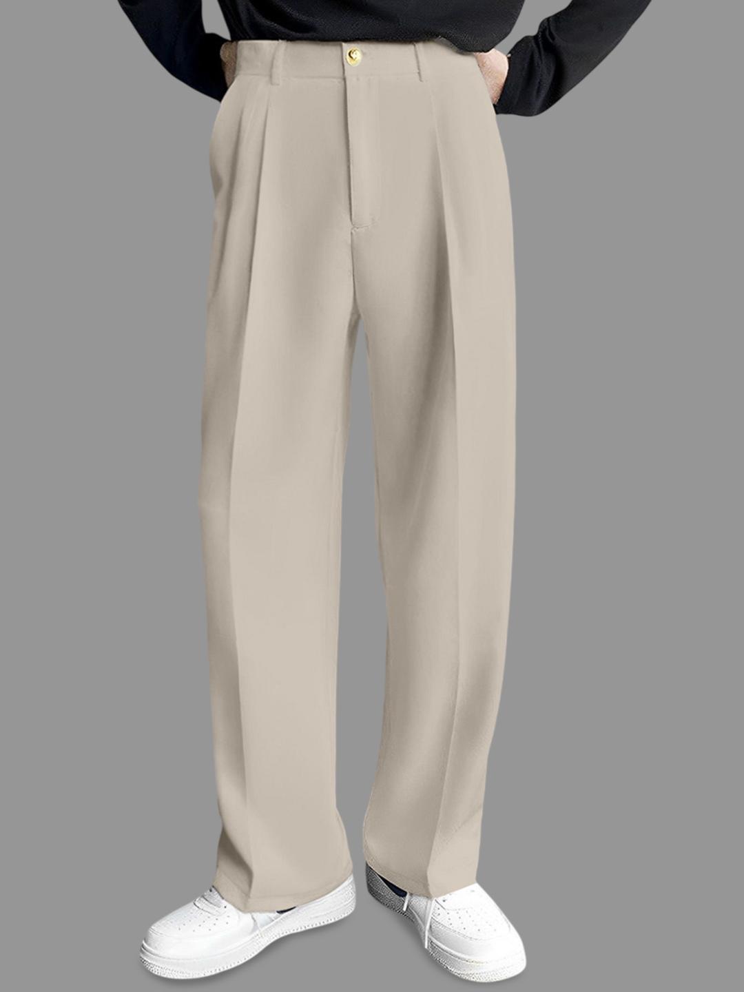 FTX Men Loose Fit Mid-Rise Pleated Formal Trousers
