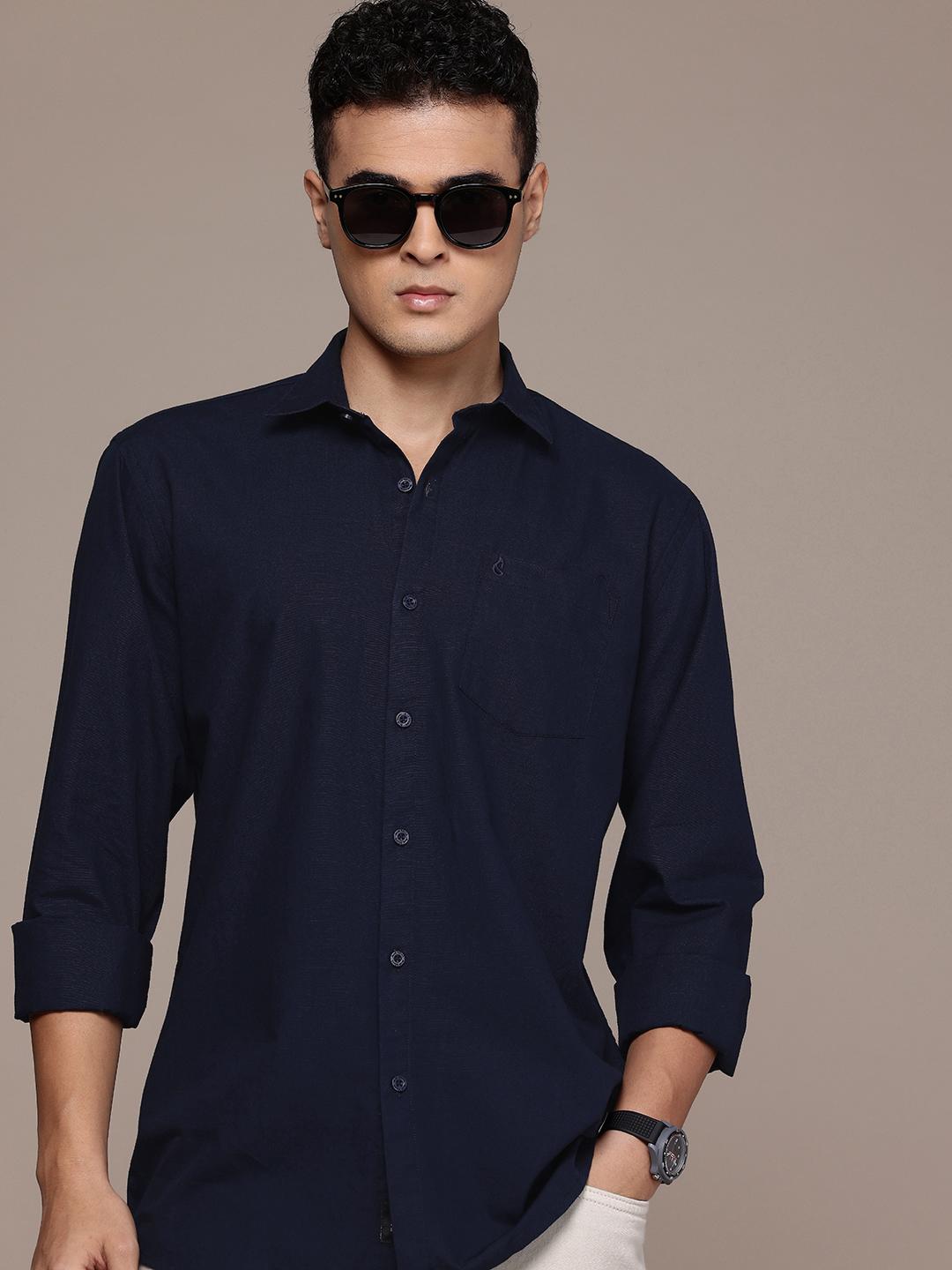 BS BLUE SQUAD Cotton Linen Casual Shirt (Blue)