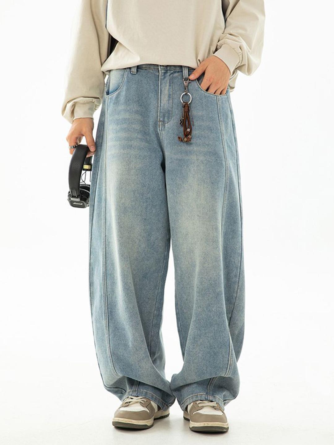 StyleCast x Revolte Men Wide Leg Mid-Rise Light Fade Jeans - Image 1