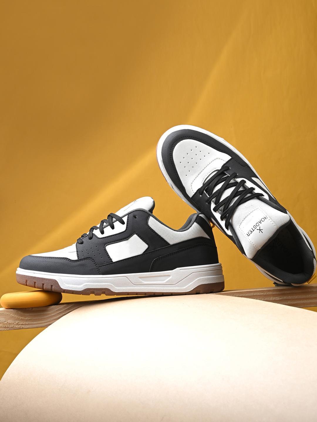 Roadster Men Black & White Sneakers - Image 1