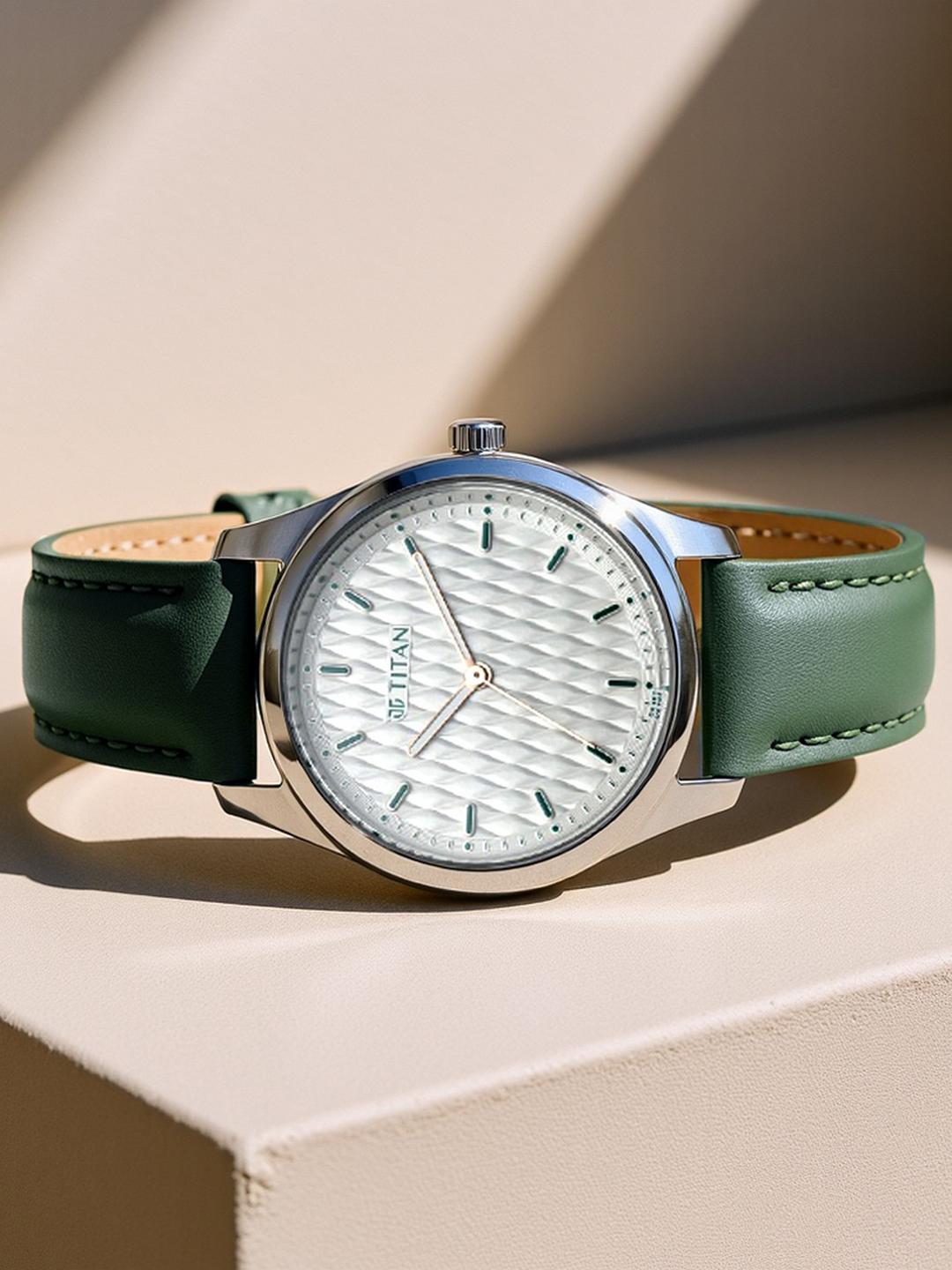 Titan Ladies Watch Leather Belt Titan Women White Leather Analogue