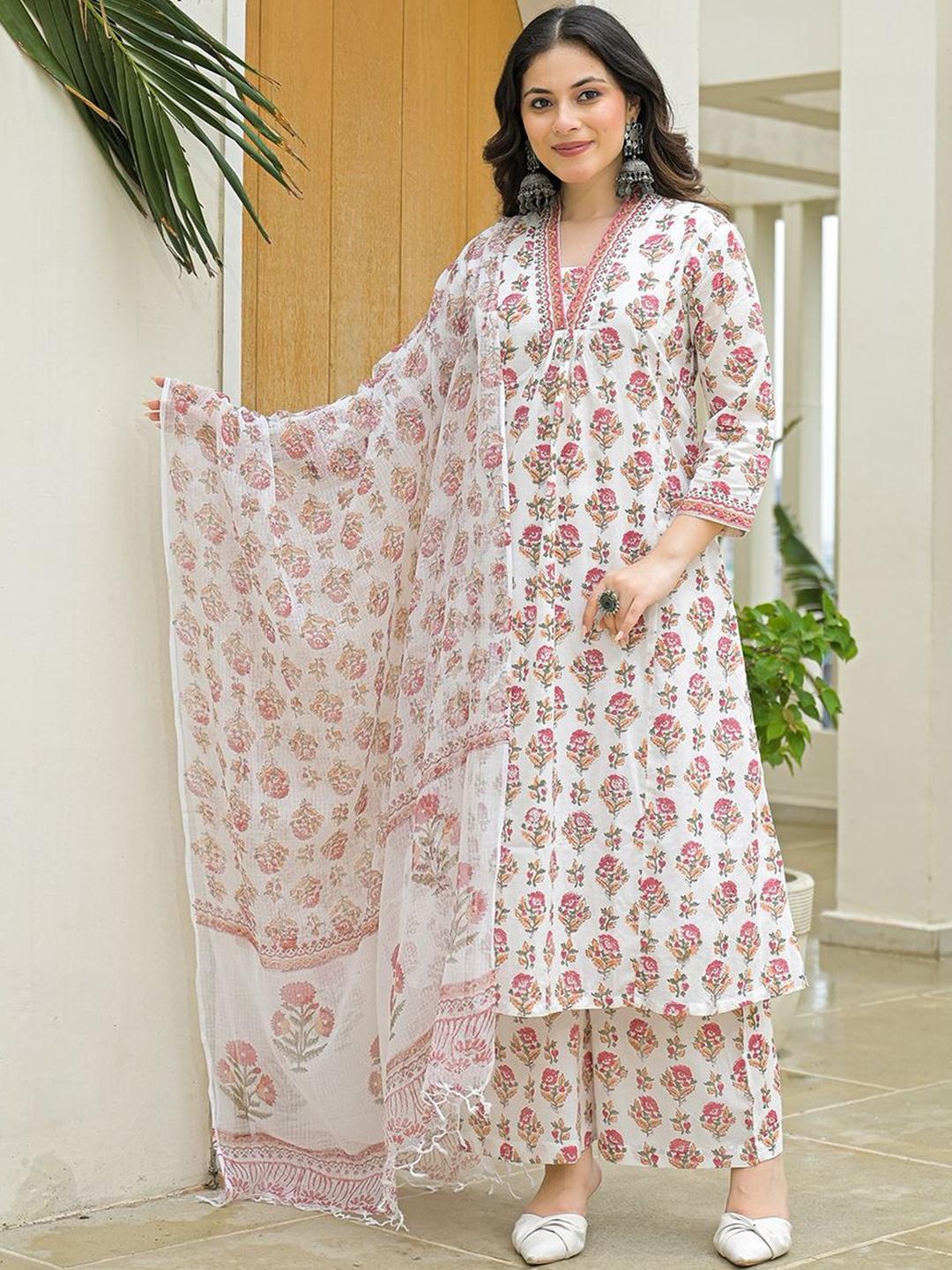 KALINI Women Printed Pure Cotton Kurta Set with Dupatta - Image 1