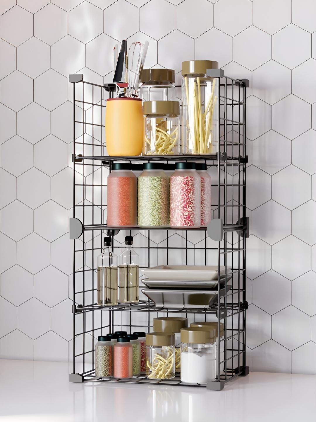 Buy BOXJOY Black 4-Shelf Kitchen Organizer Rack Organisers for