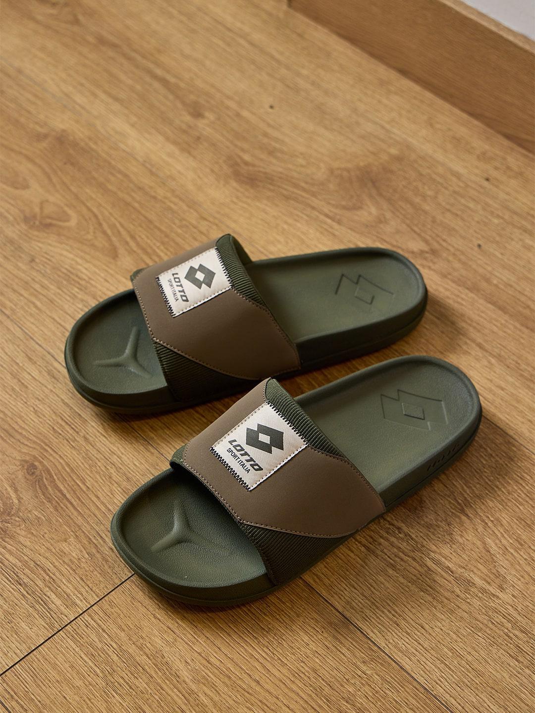 Lotto Men Enduro Strip Olive Slides - Image 1