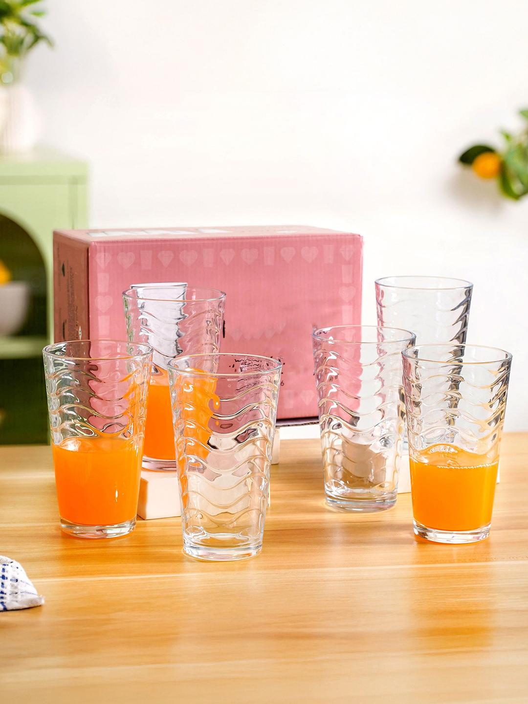 Buy Nestasia Transparent 6 Pcs Wavy Tall Tumbler Borosilicate