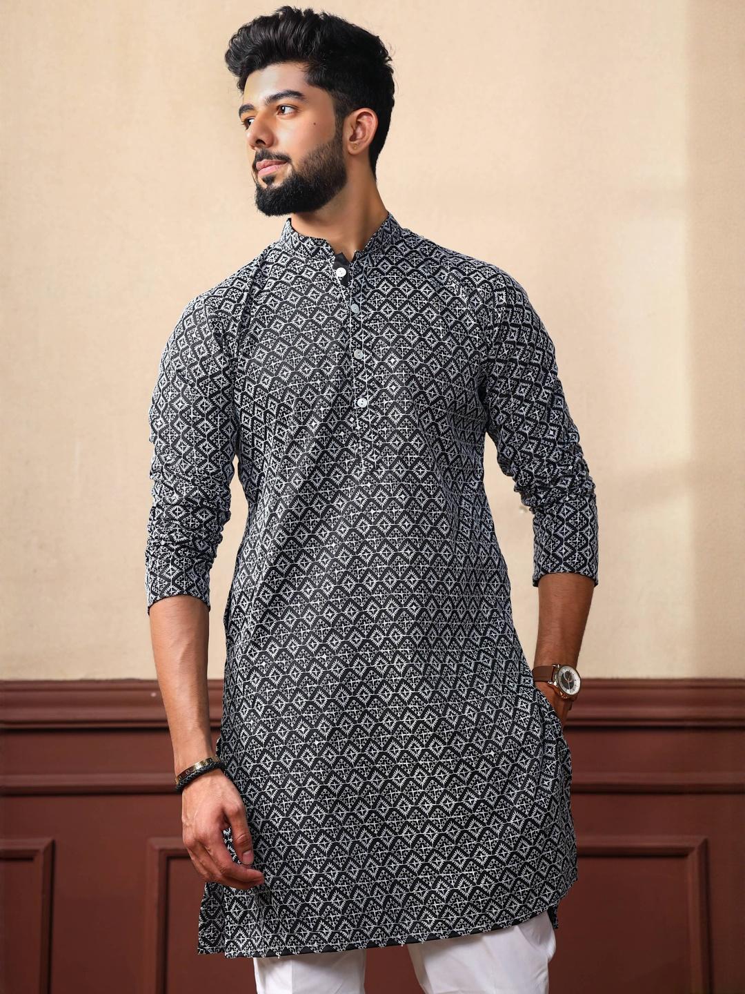 ALMORA Men Ethnic Motifs A-Line Kurtas - Image 1