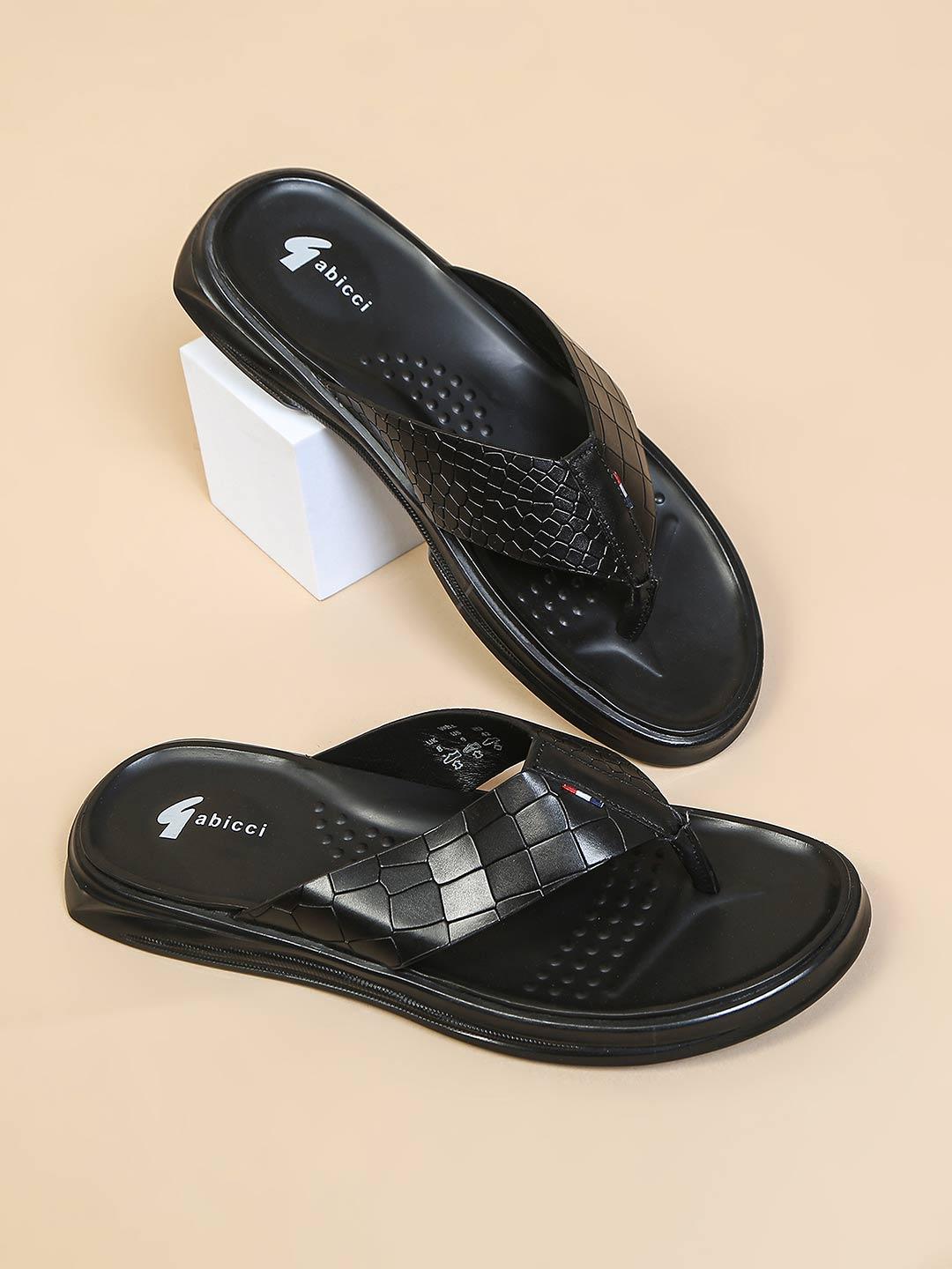 GABICCI Men Will Black Leather Thong Sandals - Image 1