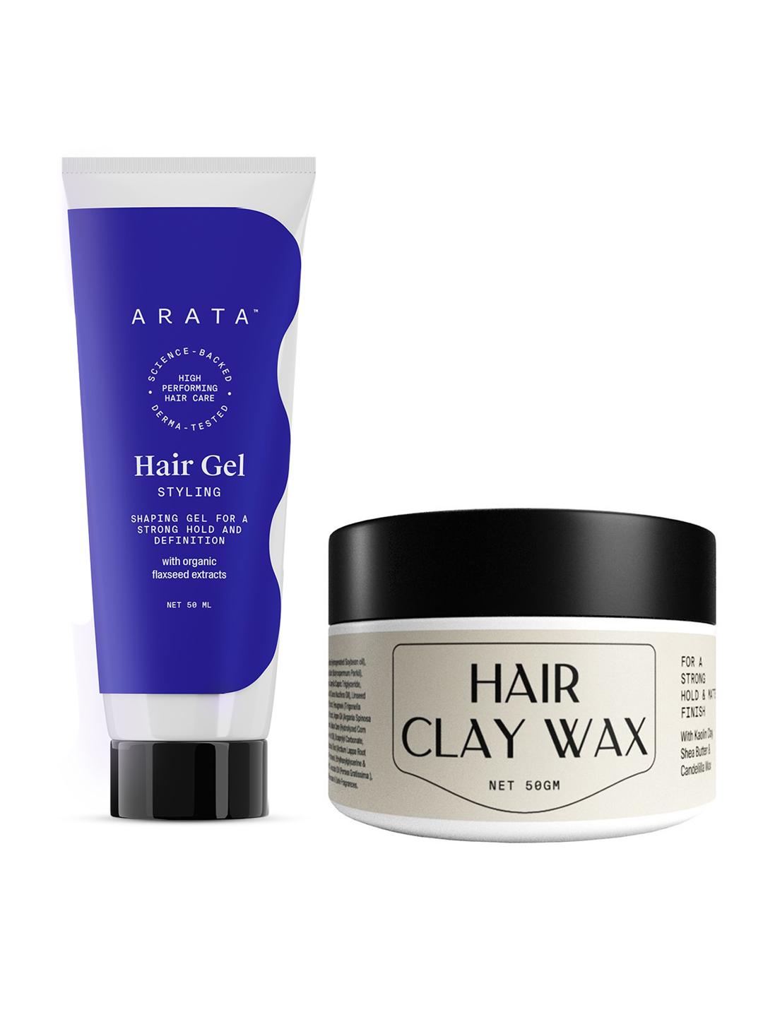 Buy ARATA Set Of All Natural Styling Hair Gel & Hair Clay Wax