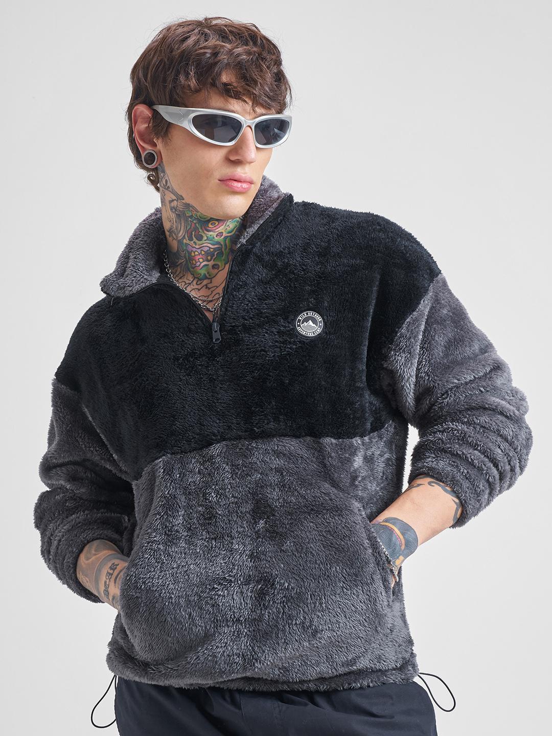 Buy HIGHLANDER Colourblocked Drop Shoulder Sleeves Mock Collar