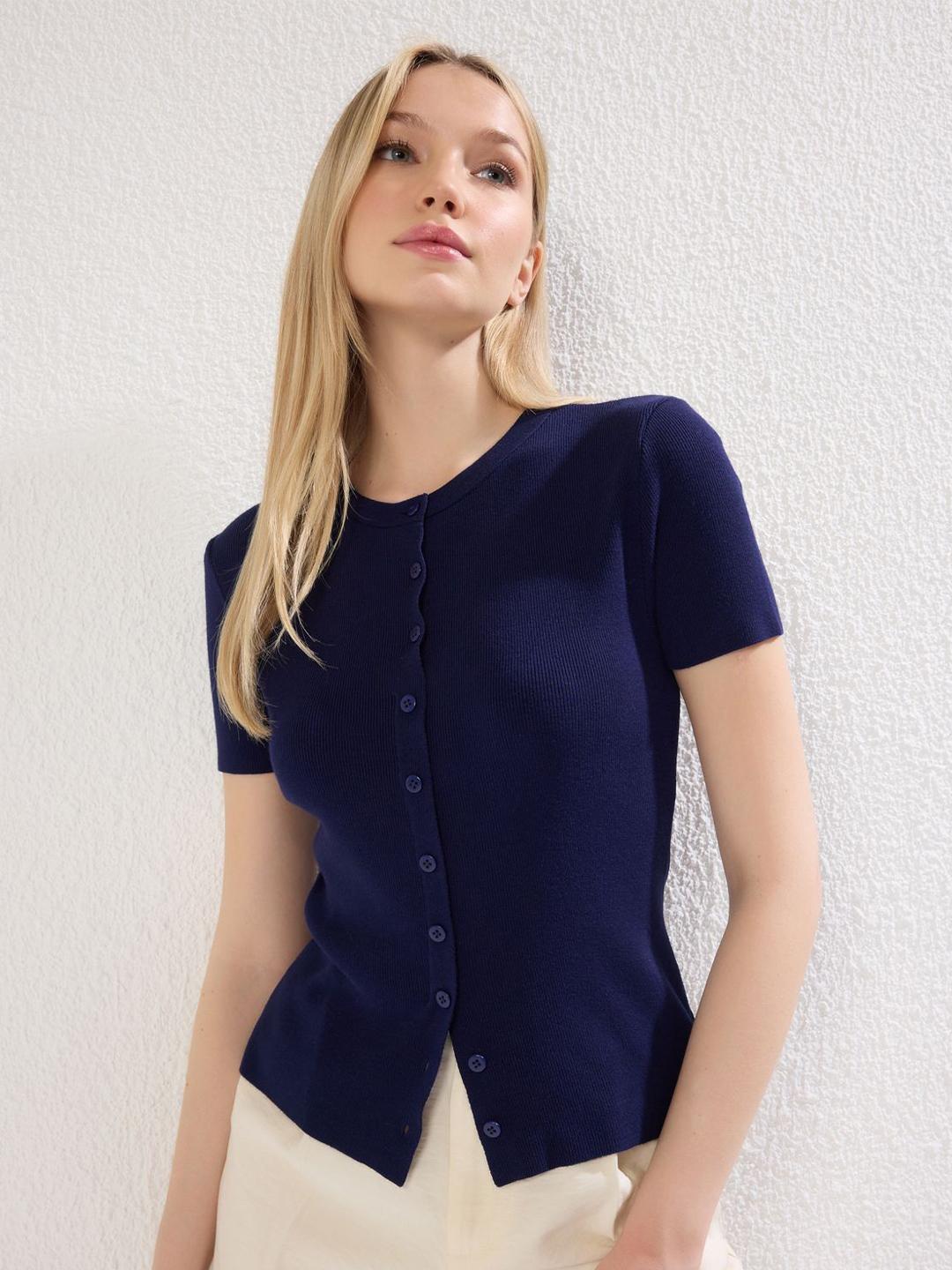 Buy Trendyol Women Round Neck Shirt Style Top - - Apparel for Women