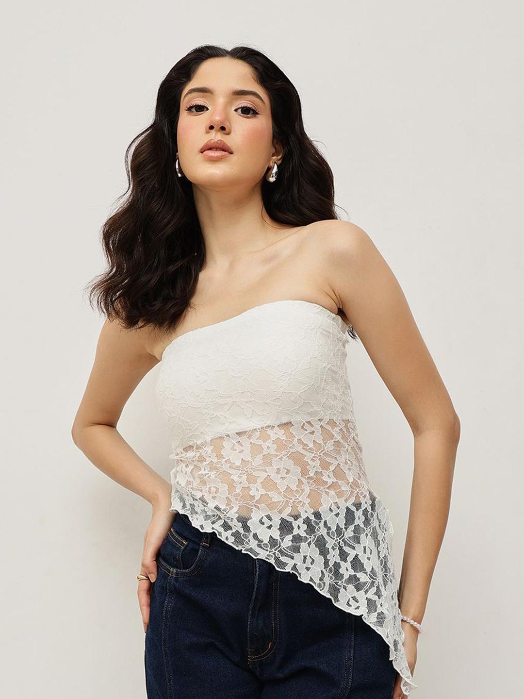 Buy Espresso Women Floral Lace Tube Top - Tops for Women 36654320