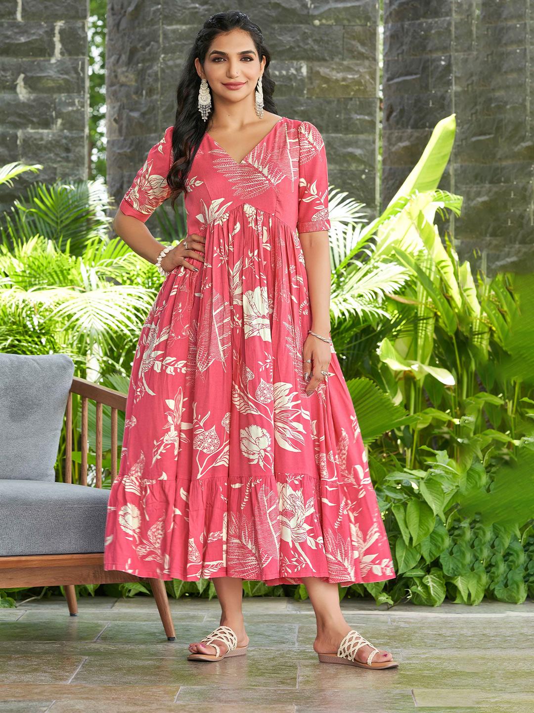 Buy ODD BY chansi TRENDZ Women Floral Printed Gathered Fit & Flare