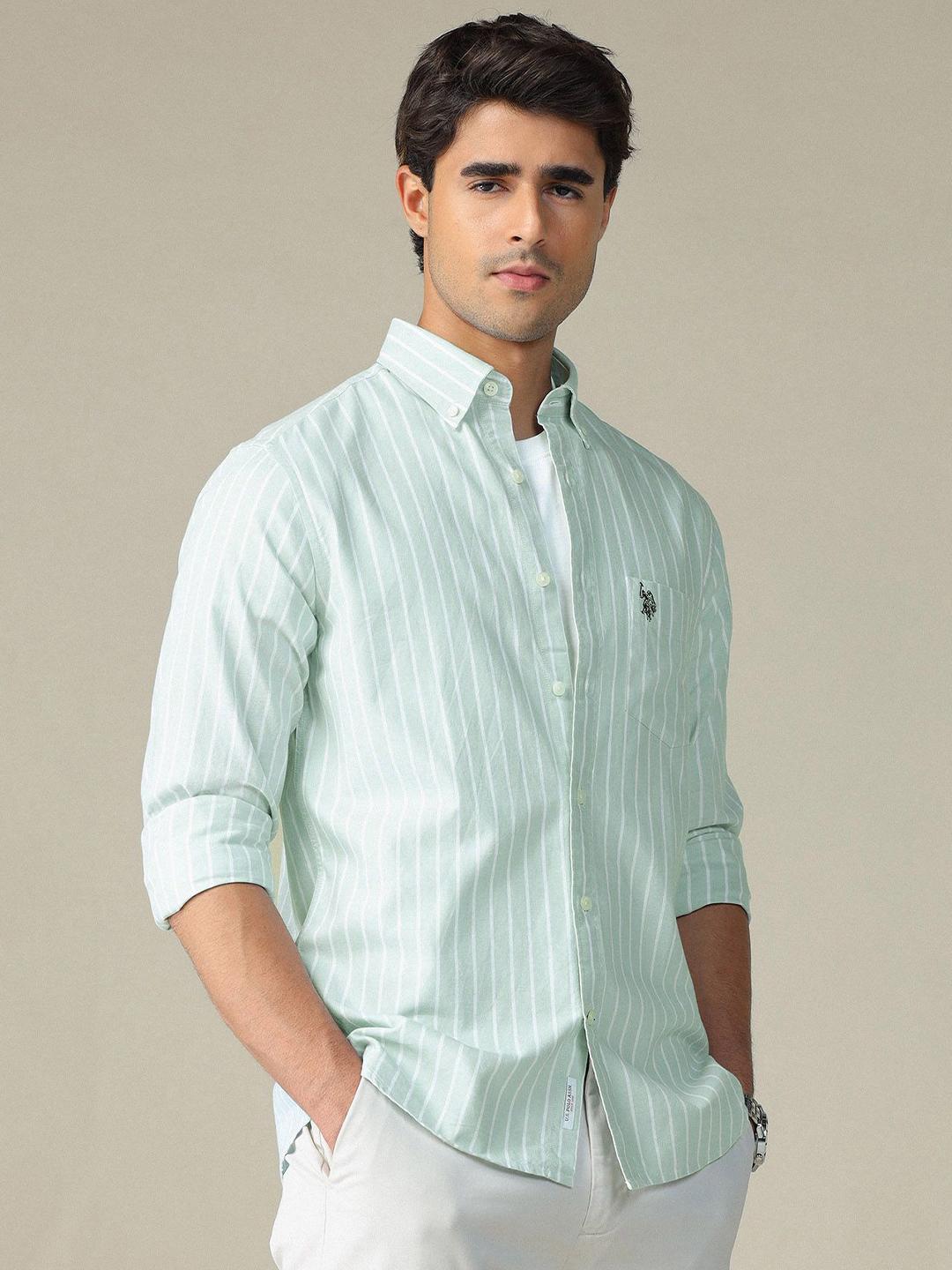 U.S. Polo Assn. Tailored Fit Vertical Striped Cotton Shirt