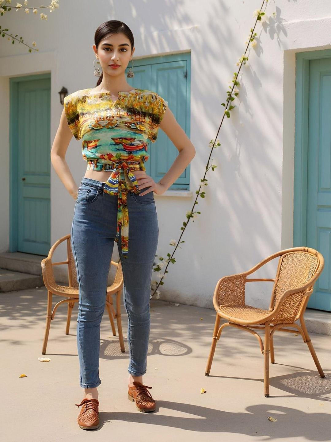 Buy SZN Women Printed Cinched Waist Crop Top - Tops for Women