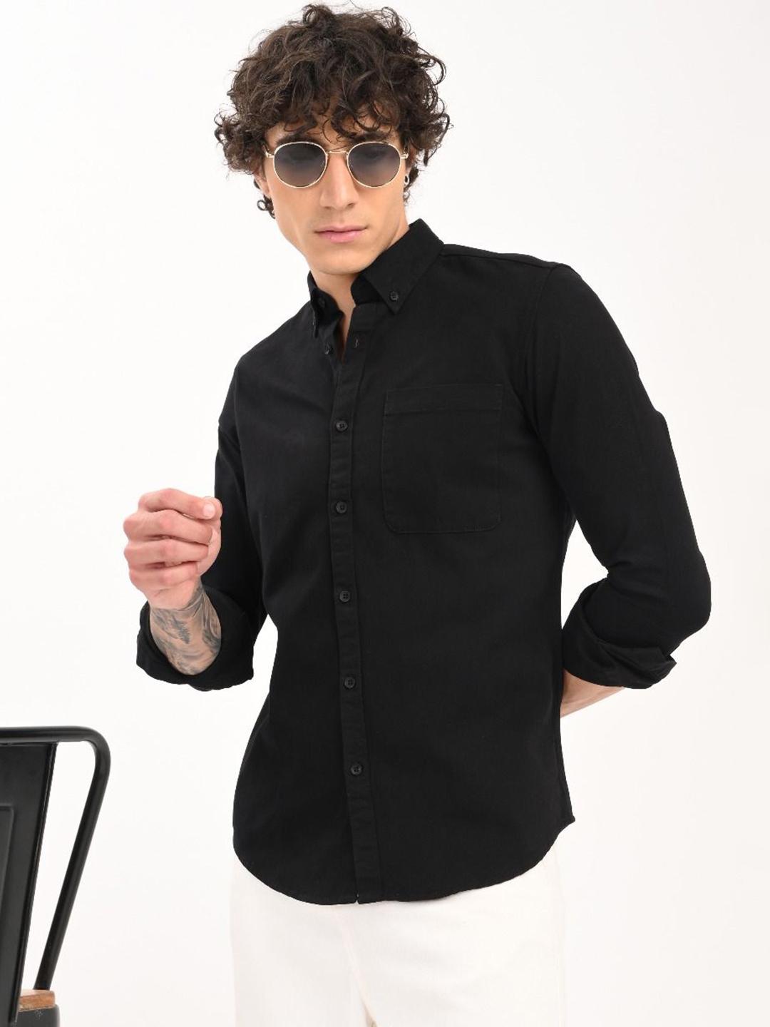 Blu MNKY Classic Button-Down Collar Slim Fit Casual Cotton Shirt - Image 1