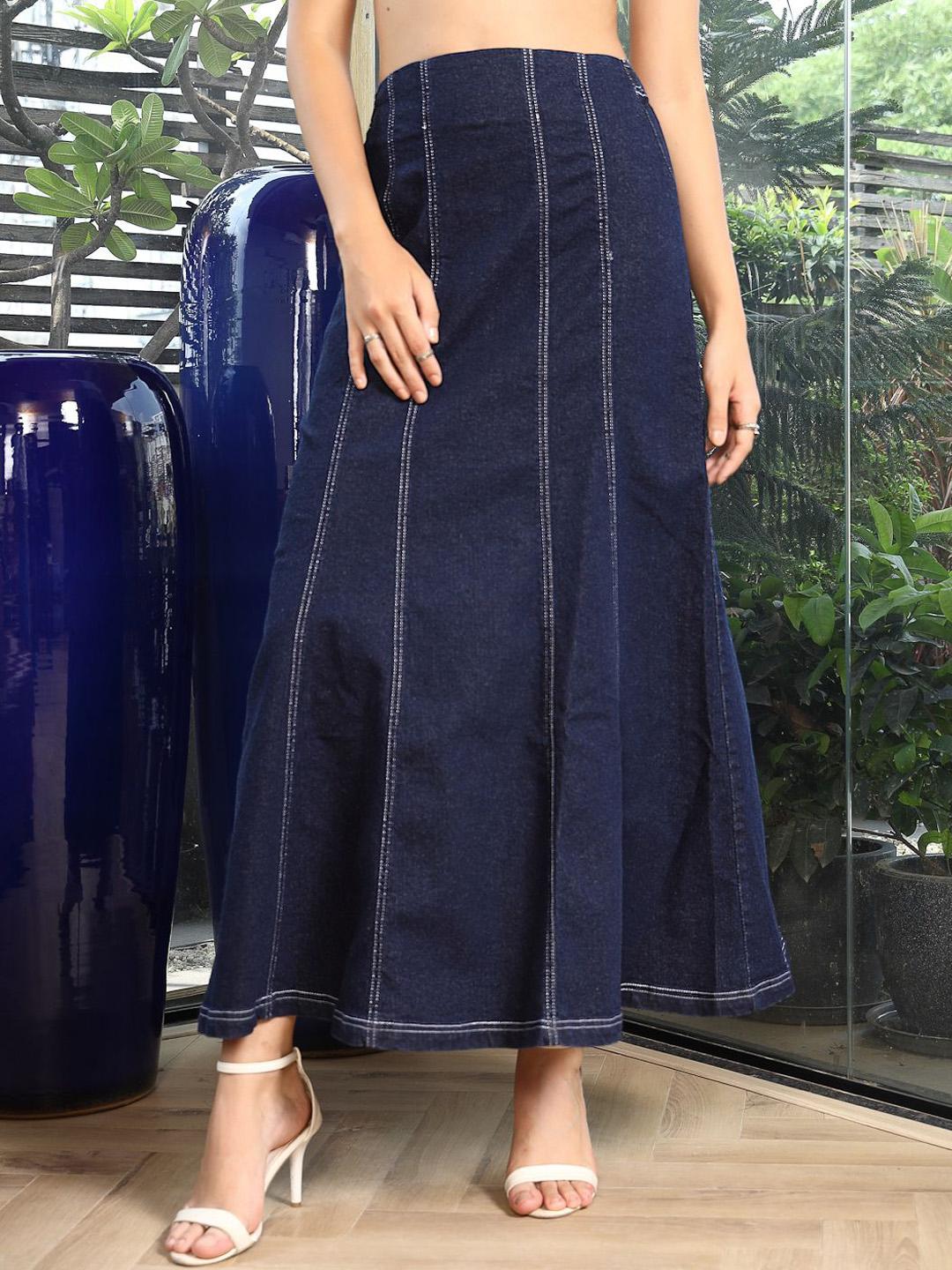 Buy plusS Women Denim A-Line Midi Skirt - Skirts for Women