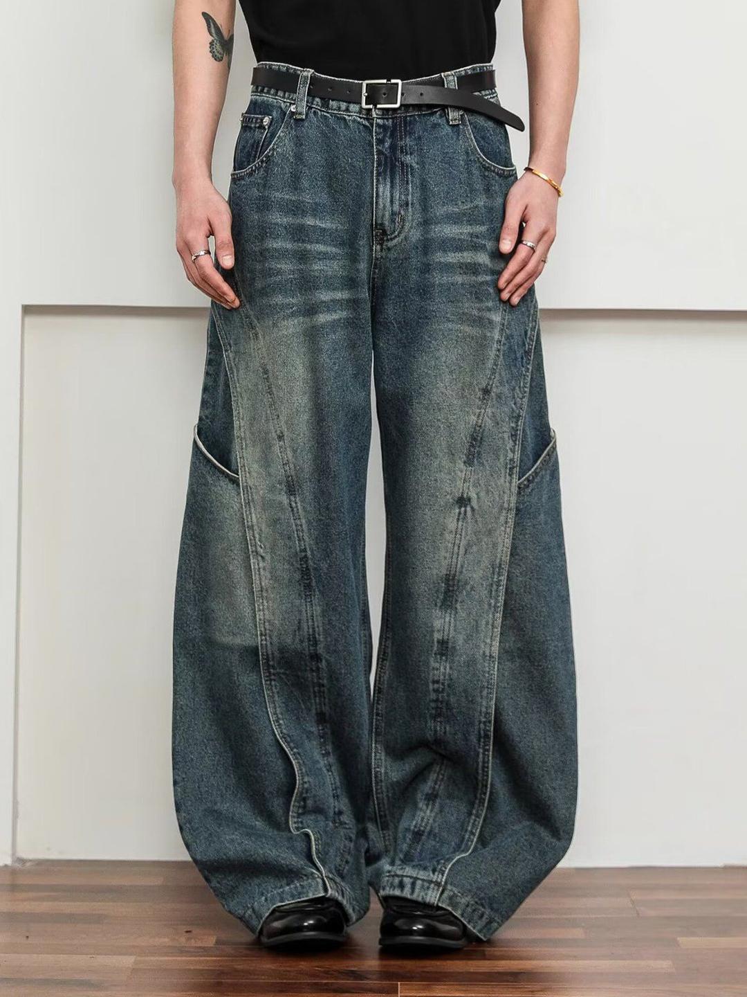 StyleCast Men Wide Leg Mid-Rise Light Fade Jeans