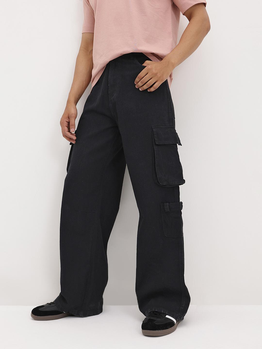 Roadster Men Loose Wide Leg Mid-Rise Cargo Jeans