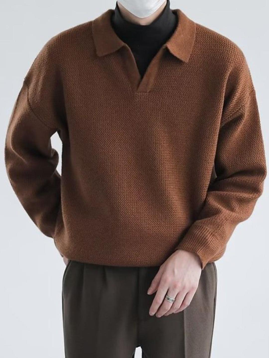 StyleCast Men Long Sleeves Shirt Collar Pullover Sweater