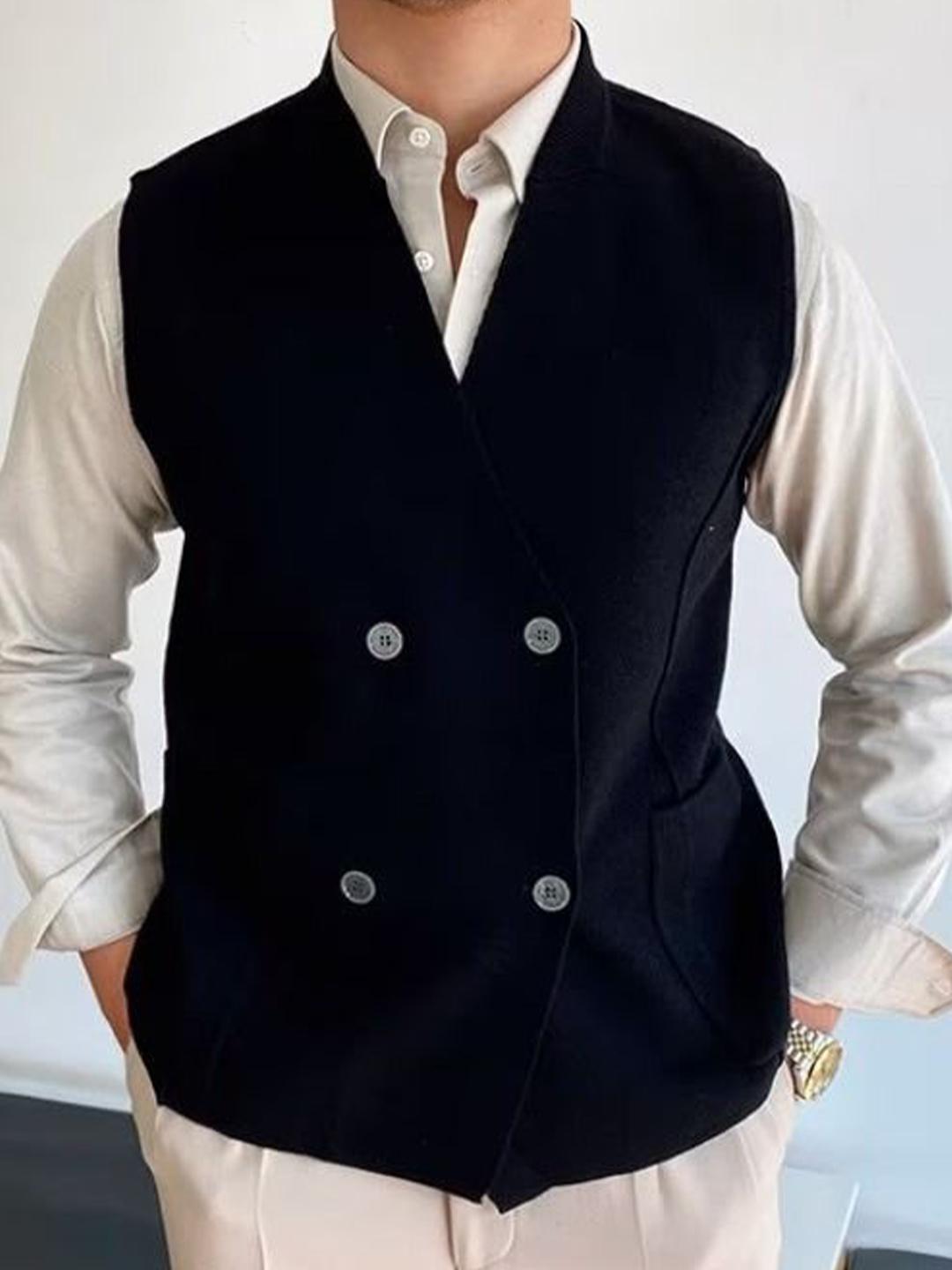 Buy StyleCast Men V-Neck Sleeveless Double-Breasted Wasitcoat