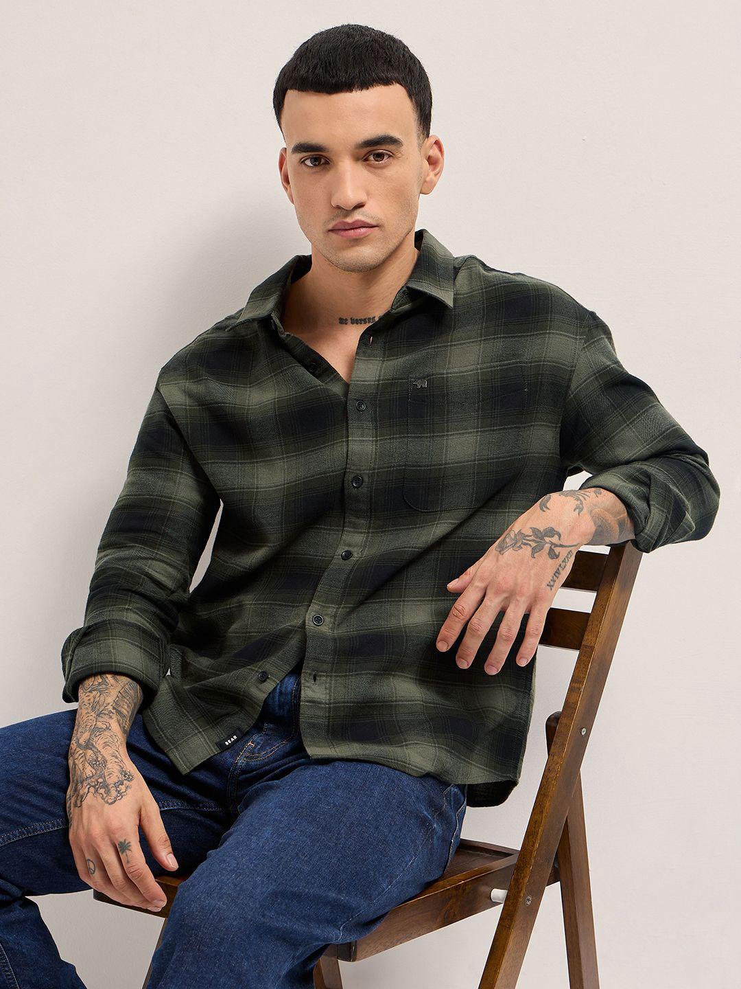 THE BEAR HOUSE Relaxed Fit Checked Cotton Shirt - Image 1