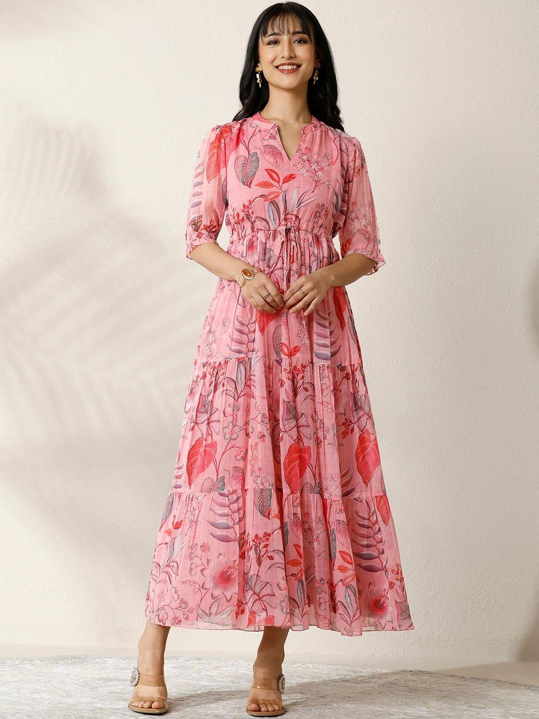 Buy Libas Floral Print Chiffon A-Line Maxi Dress - Dresses for