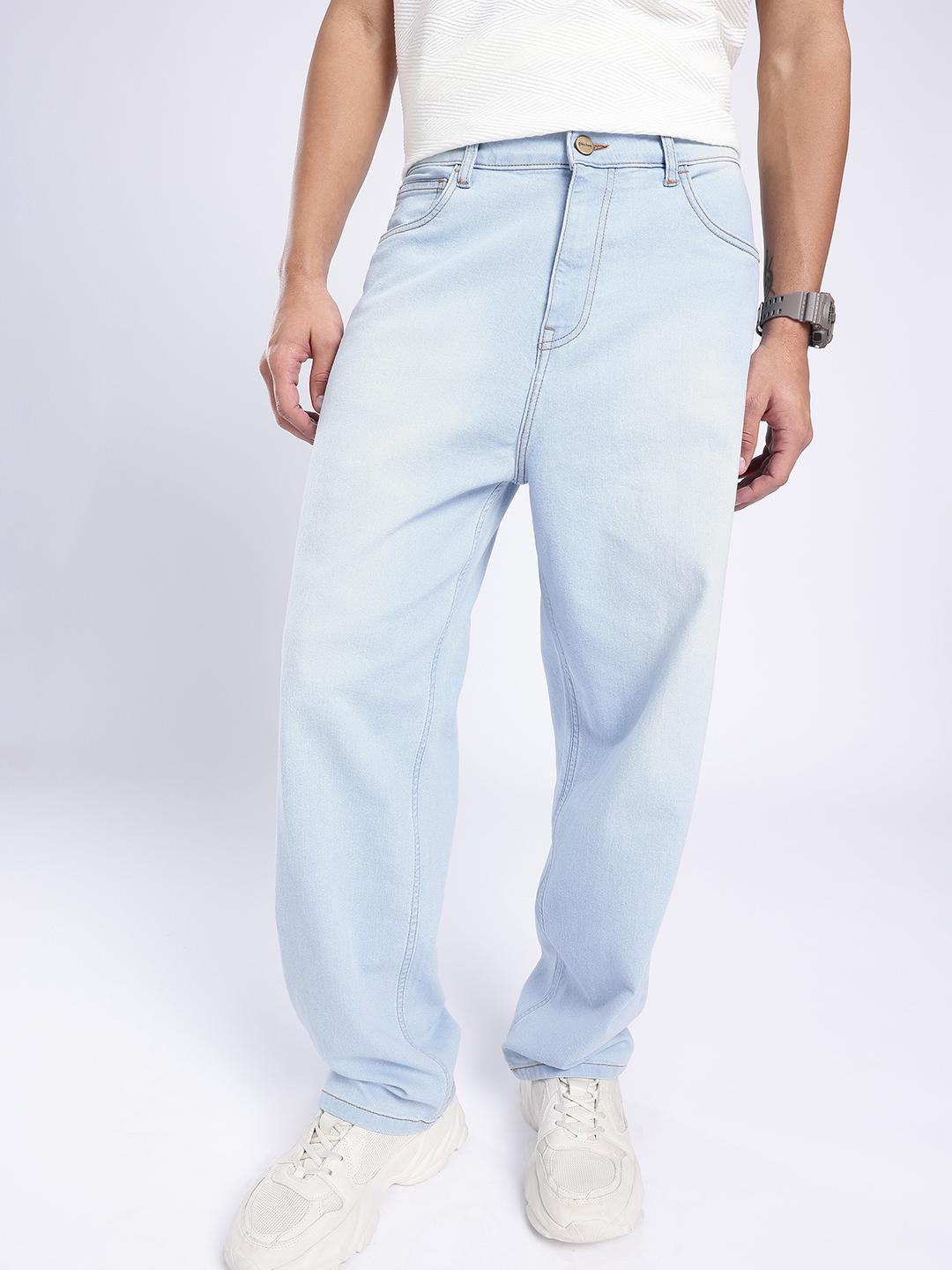 glitchez Men Loose Fit Light Fade Stretchable Jeans