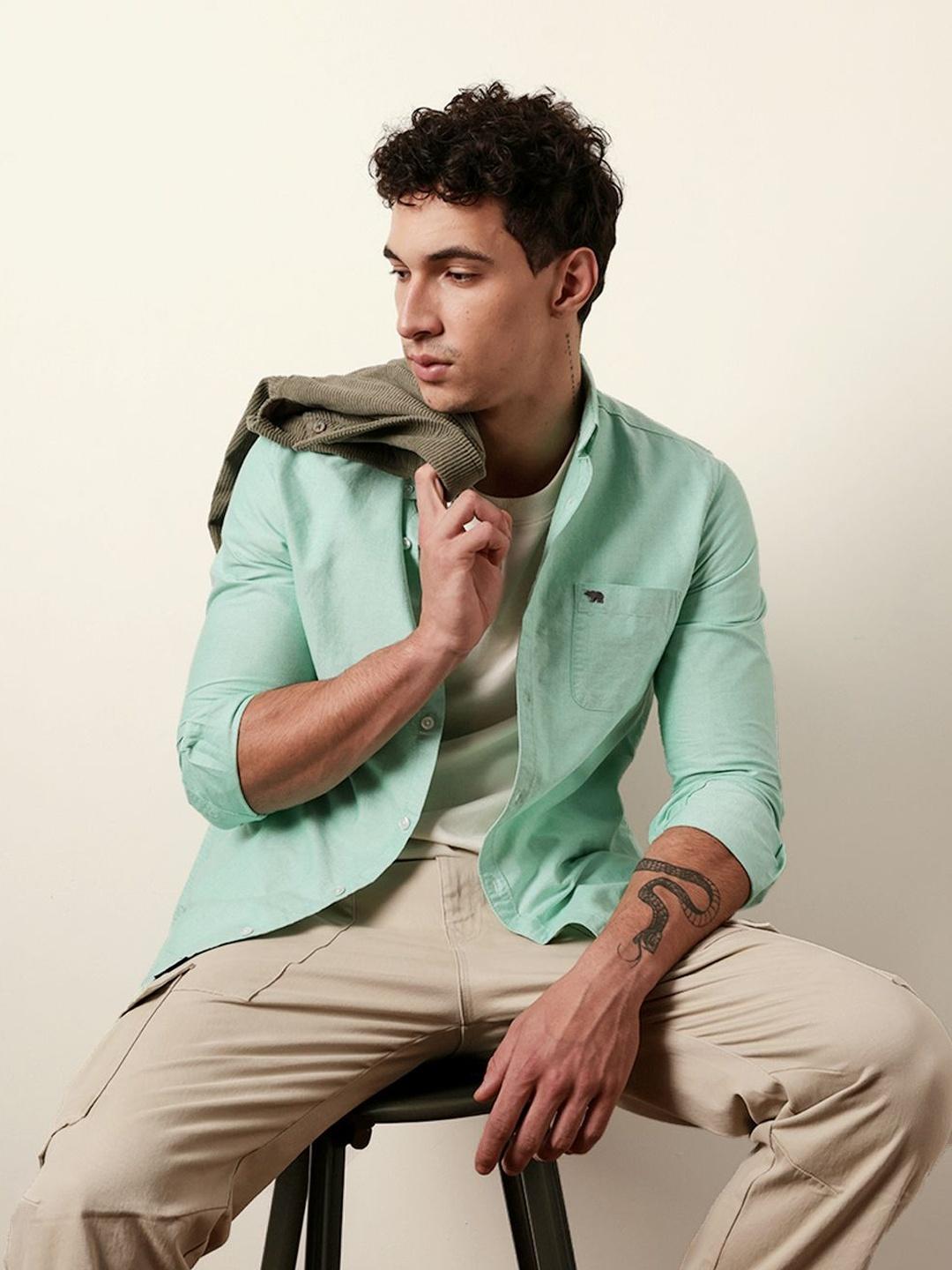 THE BEAR HOUSE Men Slim Fit Casual Shirt