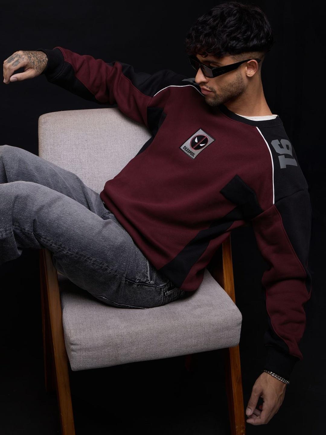 The Souled Store Men Oversized Deadpool Sweatshirt - Image 1