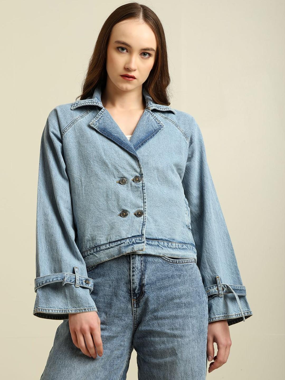 7OUNCE Women Lightweight Denim Jacket Blue - Image 1
