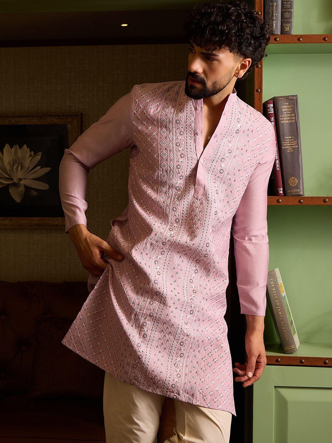 CHHAAP Embroidered Geometric Floral Kurta Pyjama Set - Image 1