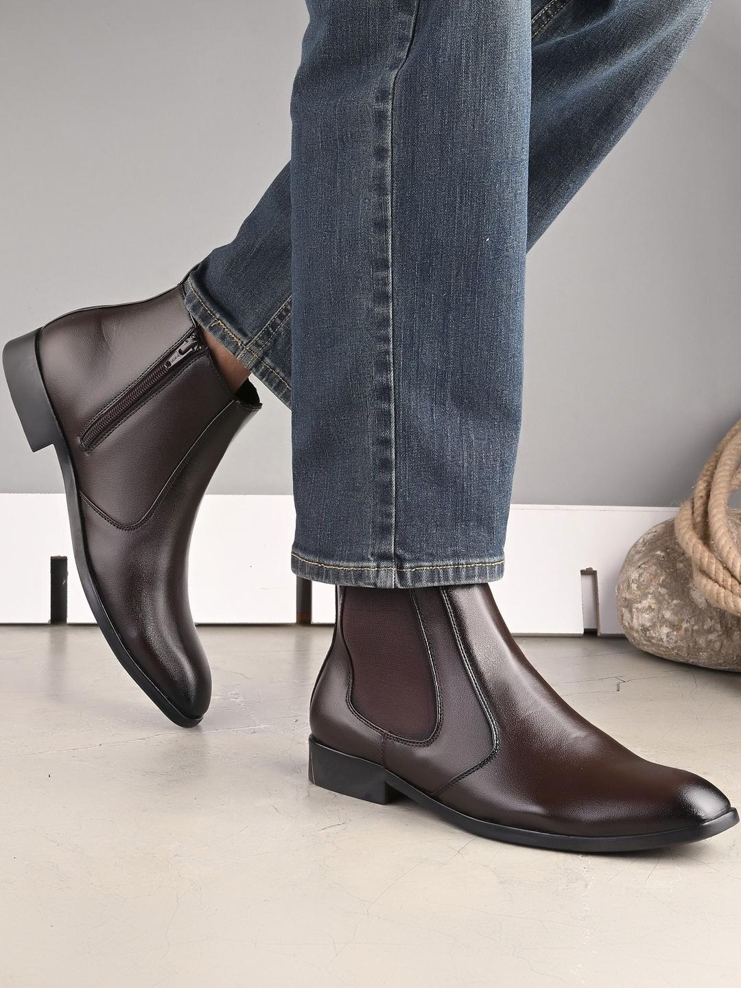 TROTUS Men Round Toe Zipper Chelsea Boots - Image 1