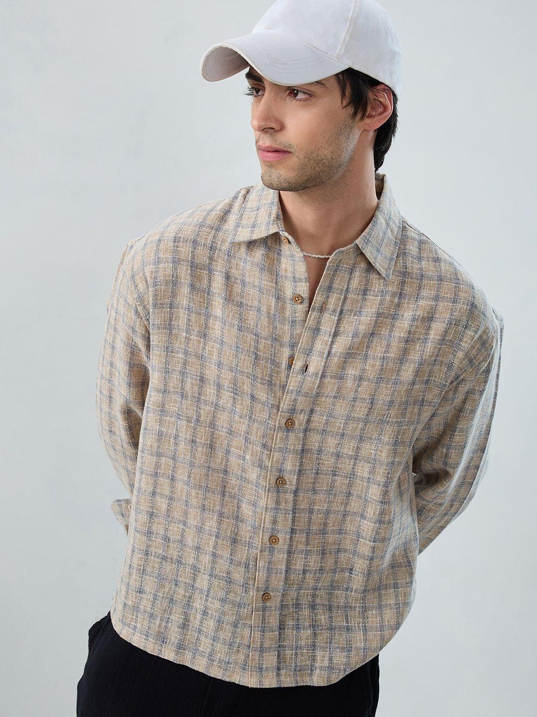 VASTRADO Seaside Burlap Checked Linen Shirt - Image 1