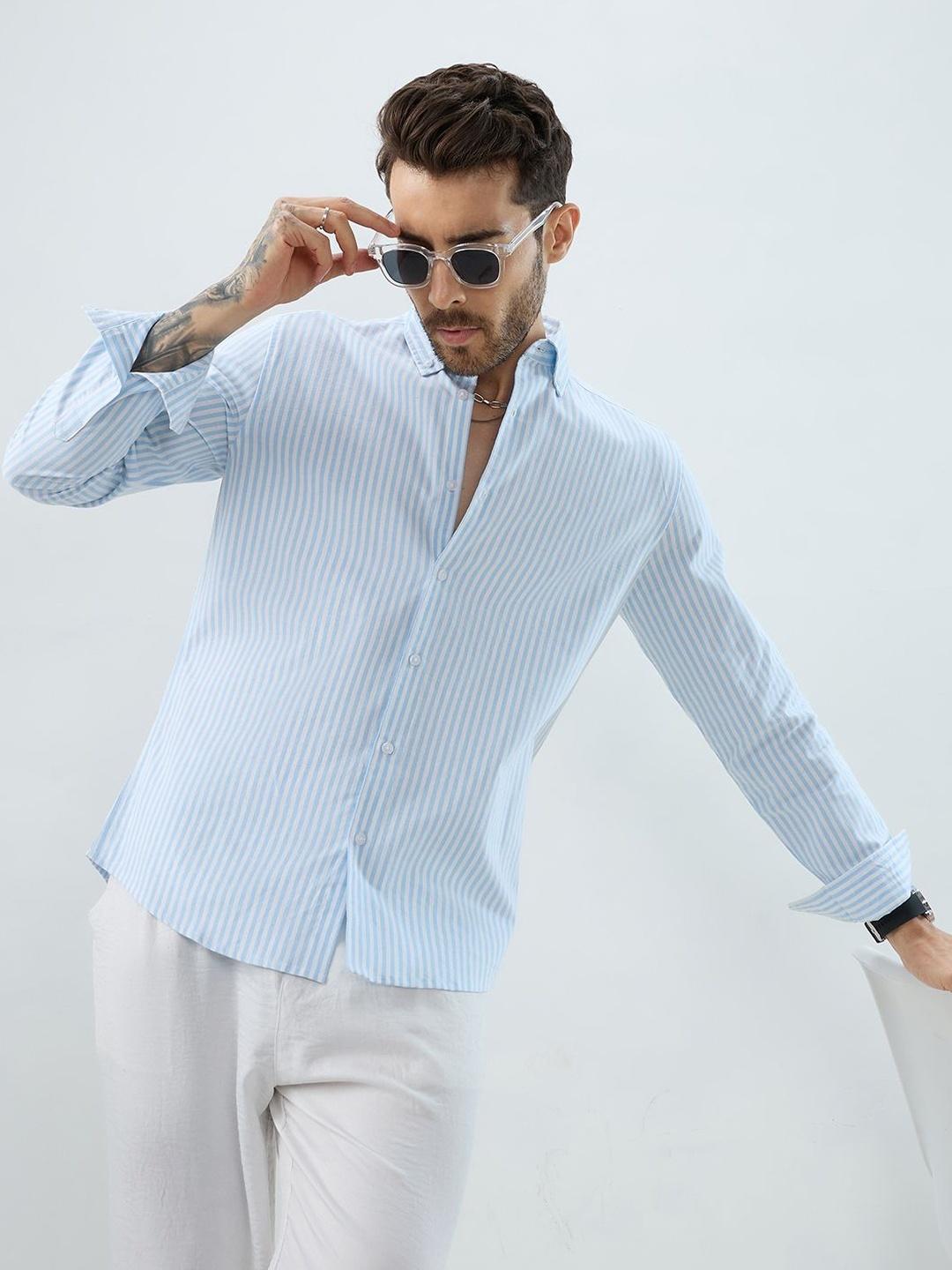 VASTRADO Periwinkle Candy Stripes Slim Fit Shirt - Image 1