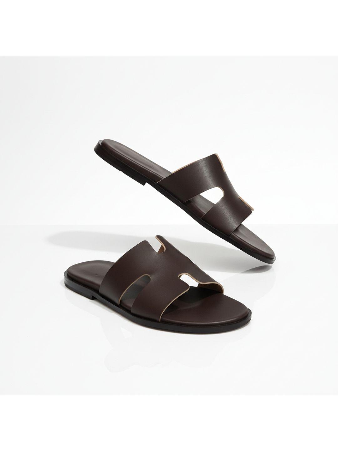 ROYAL KHWAAB Men Leather Comfort Sandals - Image 1
