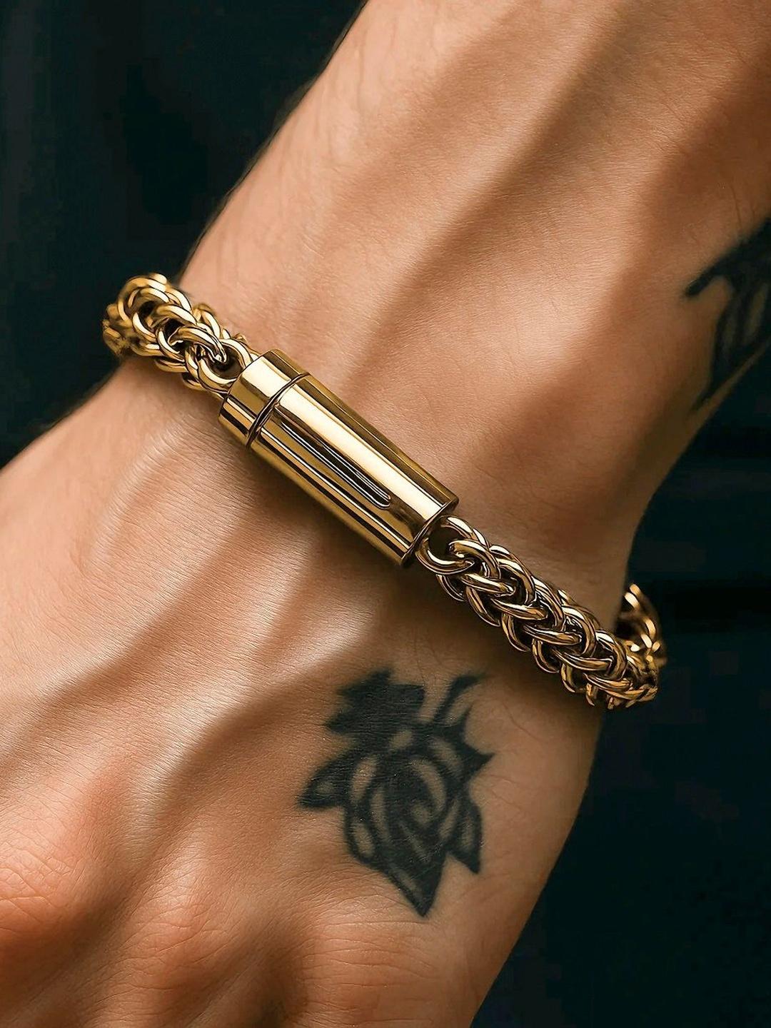 Buy Minprice Unisex Handcrafted Gold-Plated Link Bracelet