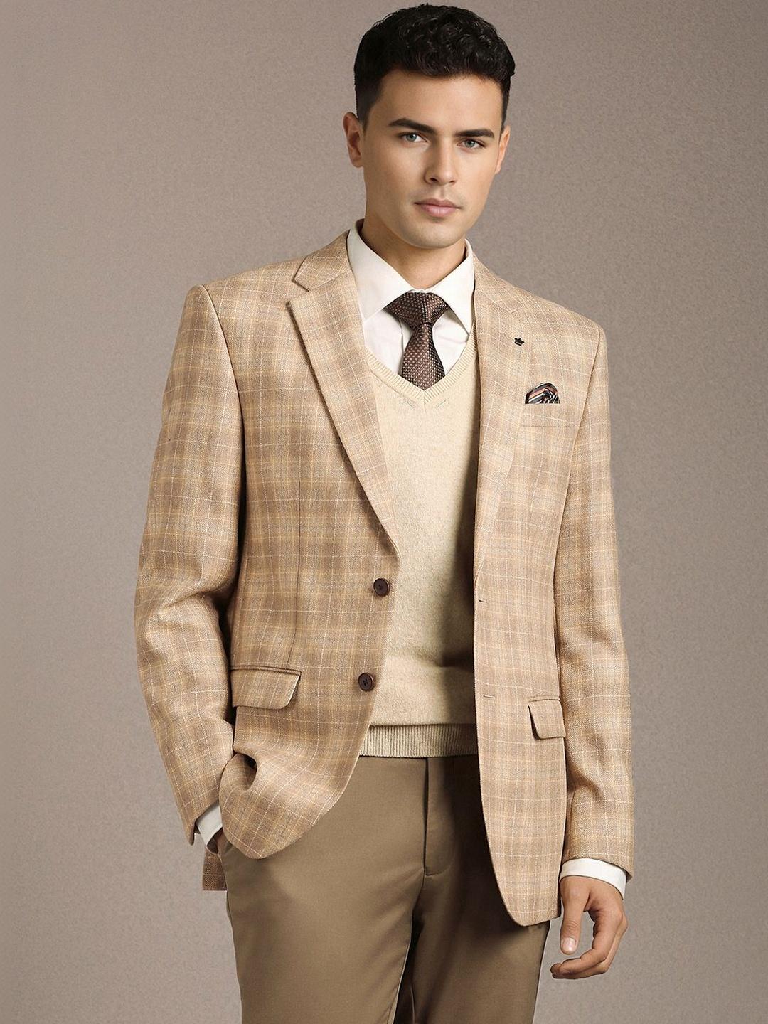 Louis Philippe Men Checked Blazer - Image 1