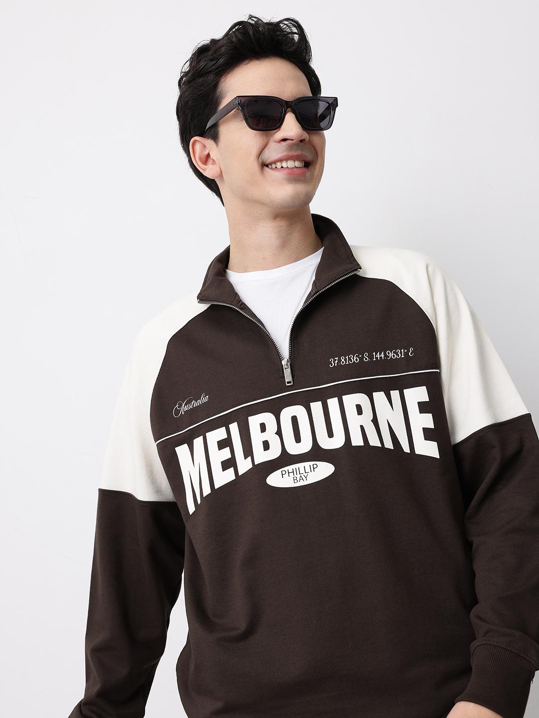 Mast & Harbour Typography Printed Mock Collar Sweatshirt - Image 1
