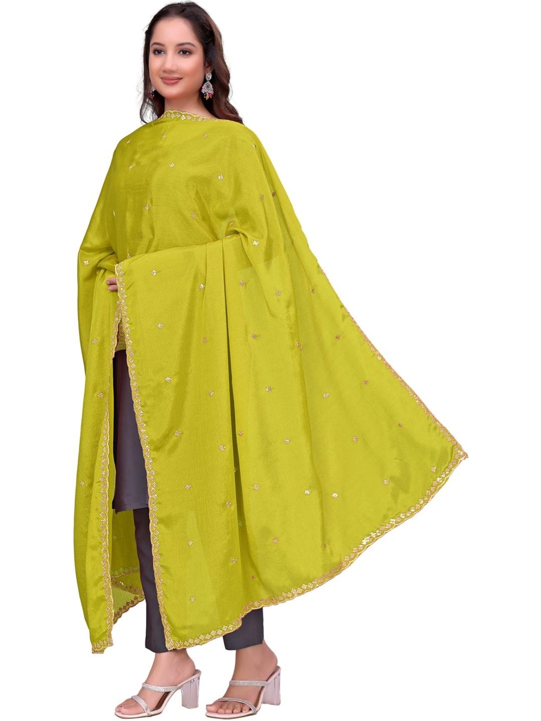 Kemza Ethnic Motifs Embroidered Dupatta with Sequins - Image 1