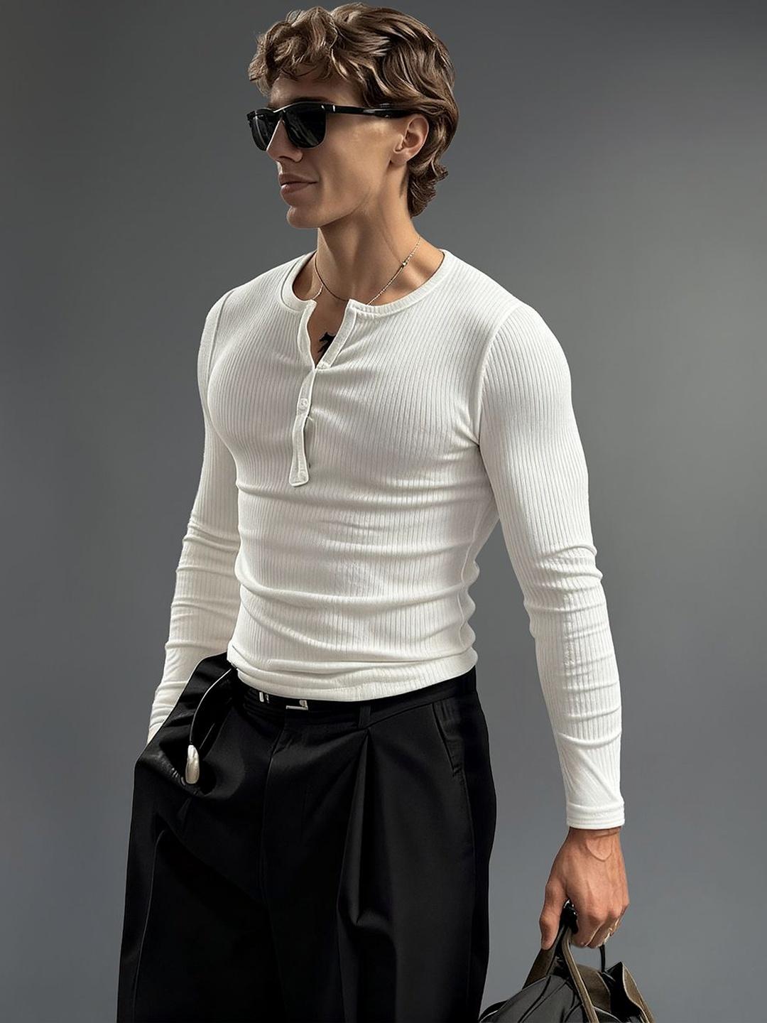 FUGAZEE Men Henley Neck T-shirt - Image 1