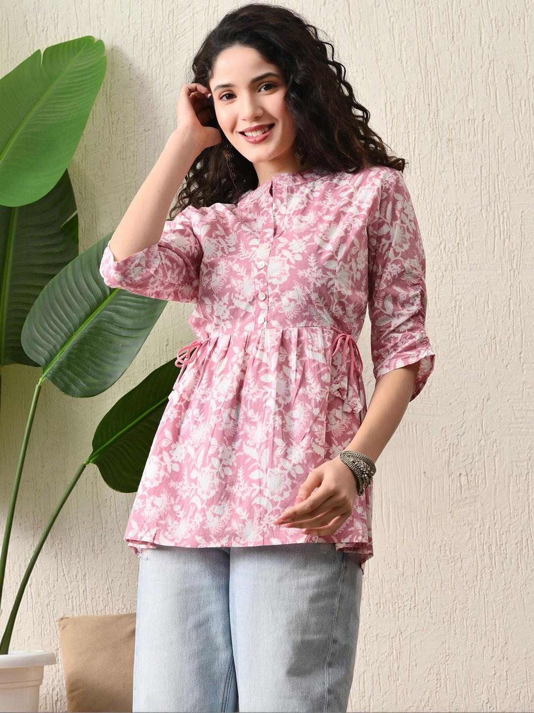 Buy Tulsiram Mandarin Collar Printed Tunic - Tunics for Women