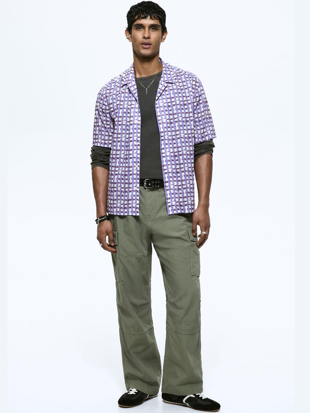 H&M Exclusive Collection Blue Regular Fit Cotton Checked Shirt