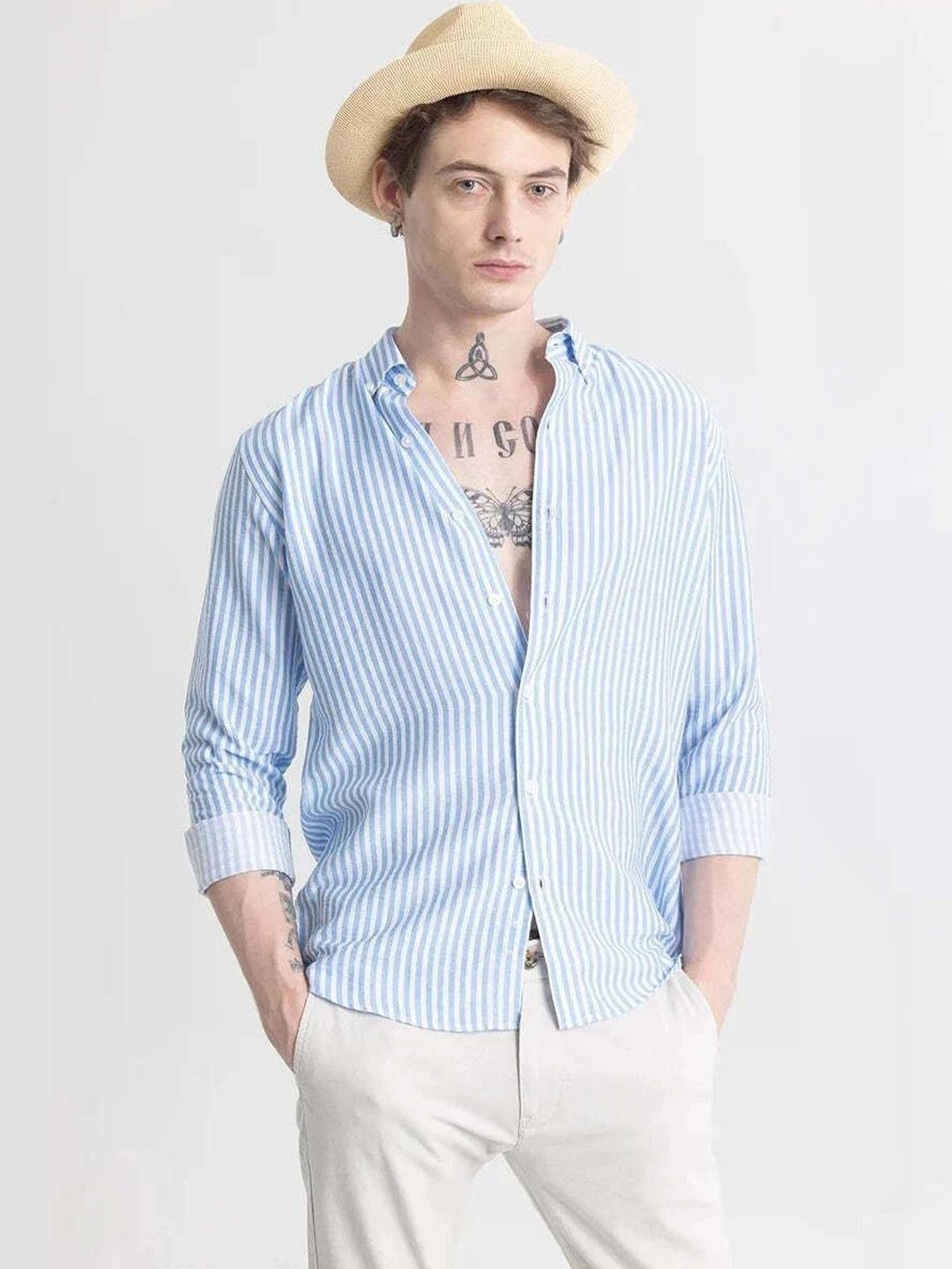 EIGHTEEN UP Men Classic Striped Casual Shirt - Image 1