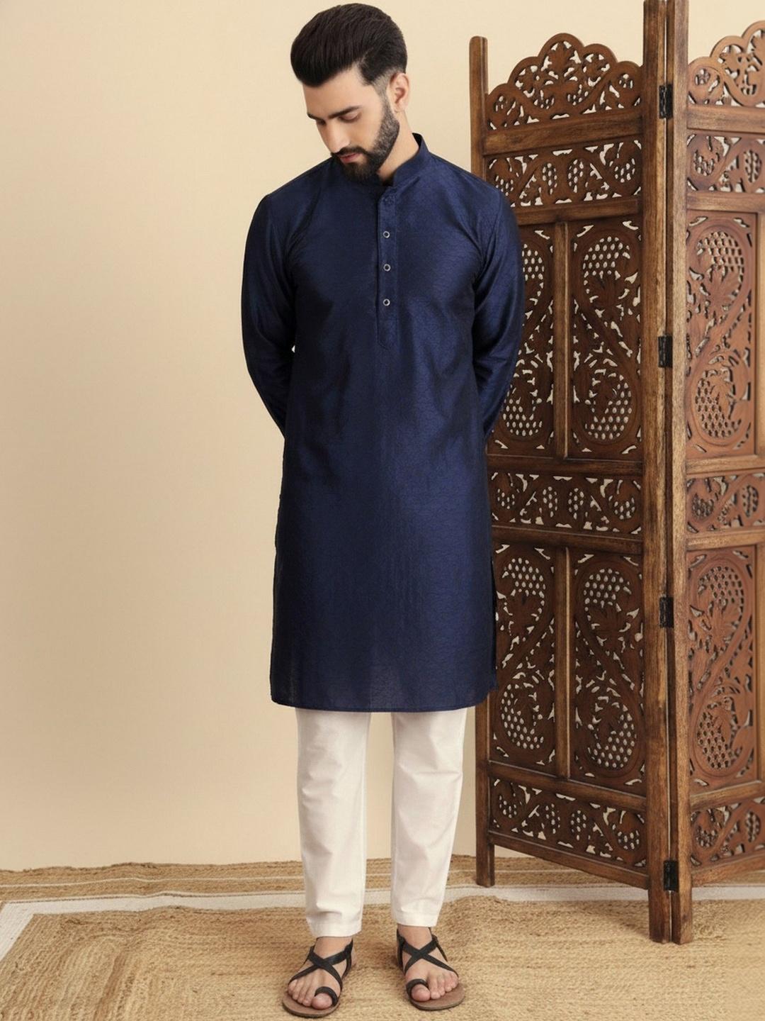 HERE&NOW Men Embroidered Thread Work Handloom Kurta - Image 1
