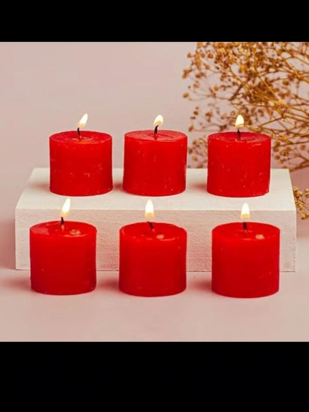 Quace Red & Red 6 pieces Pillar Candle
