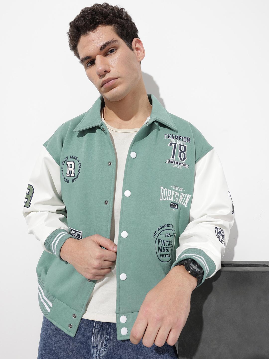 Buy The Roadster Life Co. Typography Colourblocked Varsity Jacket