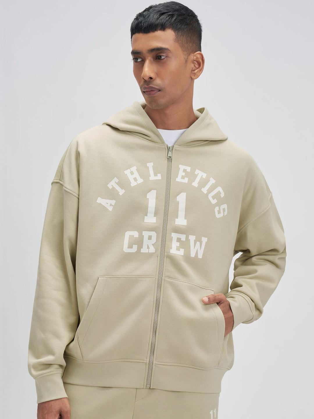 Buy XYXX Men Crew Cotton Blend Oversized Zipper Hoodie